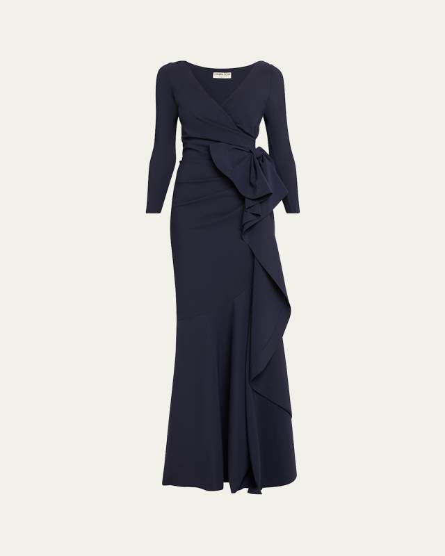 Maco Bow-Draped Jersey Gown